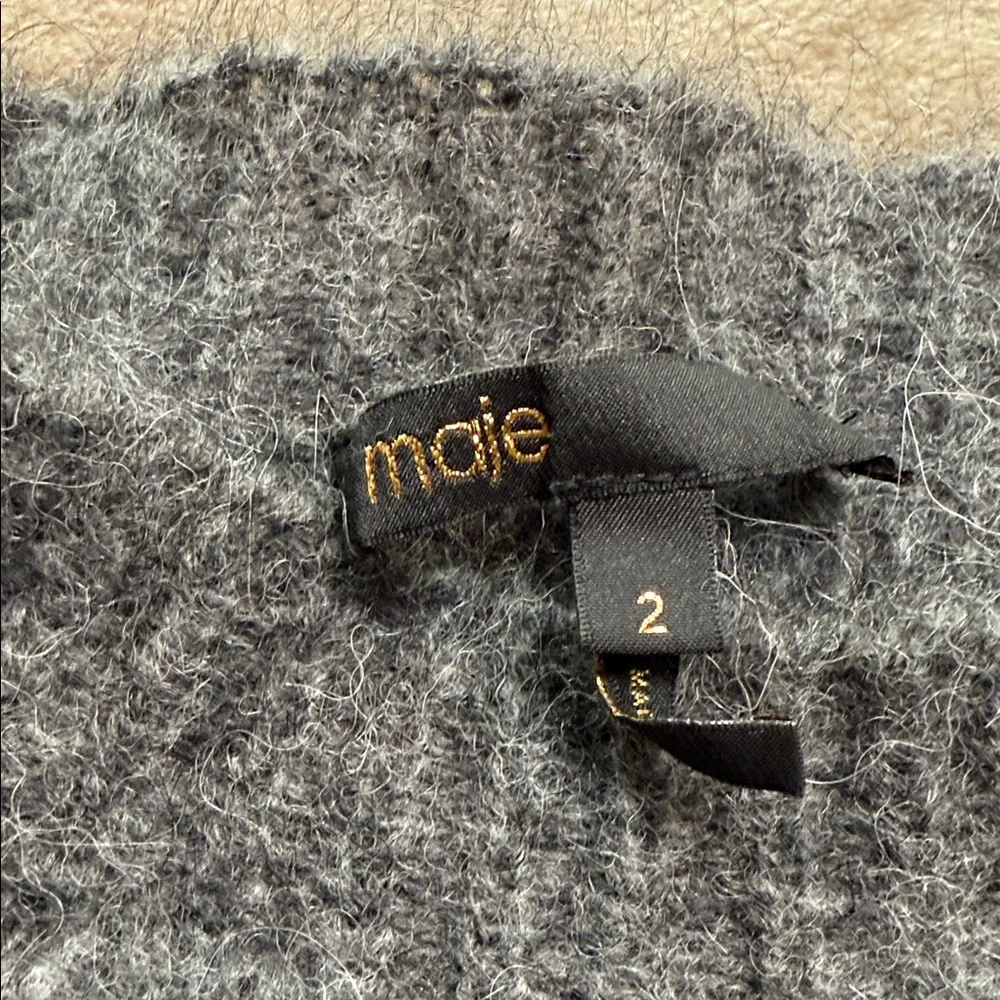 Maje Mousse Gris Sweater Mohair Alpaca Made in Italy Grey Oversized 2